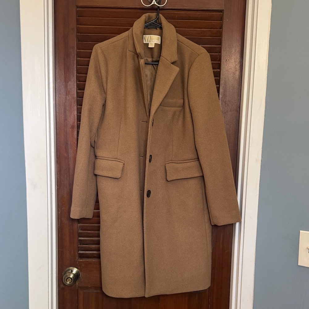 Michael Kors Camel Wool-Blend Pea Coat